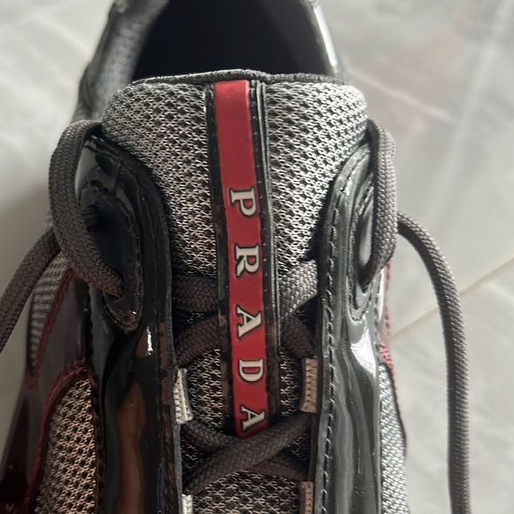Prada burgundy and silver size 12 men’s sneakers. - Picture 3 of 5